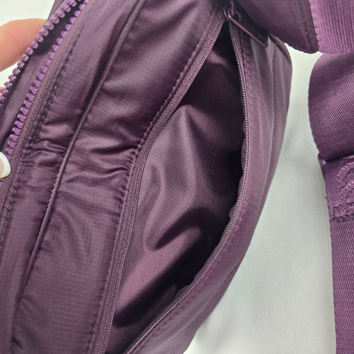 LOLE Purple Nylon Multi-Pocket Crossbody Bag with Adjustable Strap