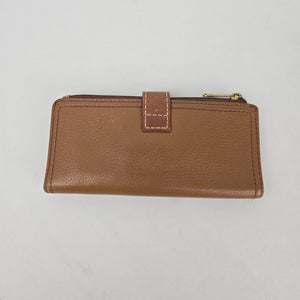 Fossil Brown Pebbled Leather Bifold Wallet with Zip Pocket