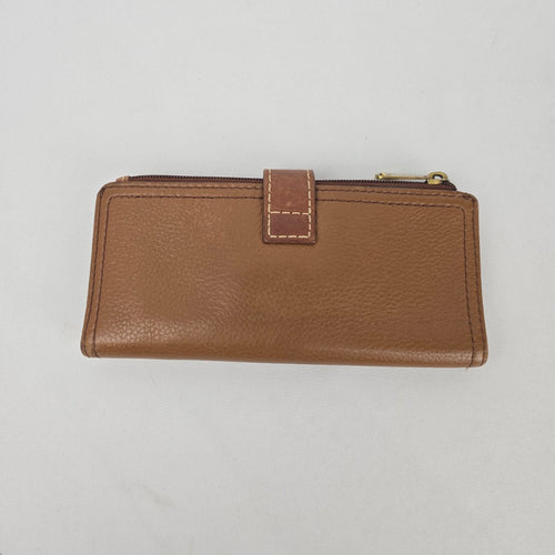 Fossil Brown Pebbled Leather Bifold Wallet with Zip Pocket