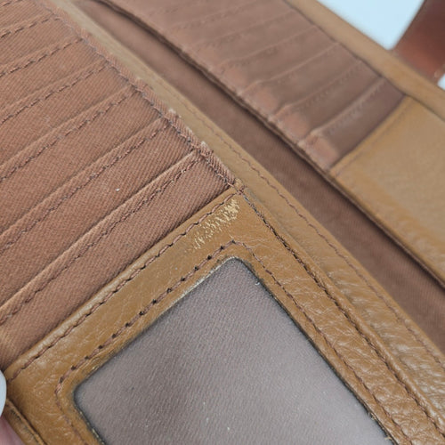 Fossil Brown Pebbled Leather Bifold Wallet with Zip Pocket