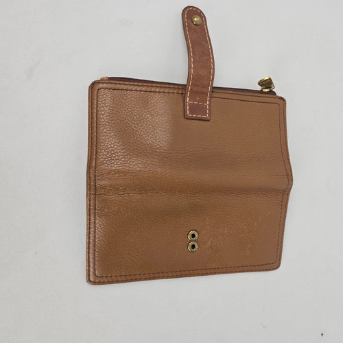 Fossil Brown Pebbled Leather Bifold Wallet with Zip Pocket