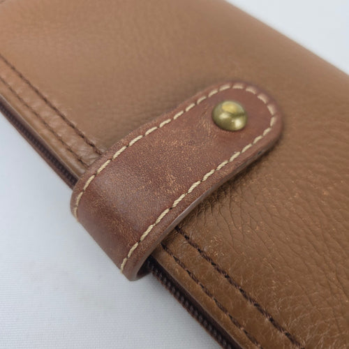 Fossil Brown Pebbled Leather Bifold Wallet with Zip Pocket