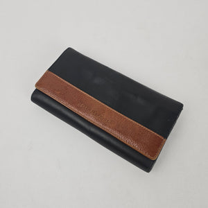 Derek Alexander Black & Brown Leather Continental Wallet