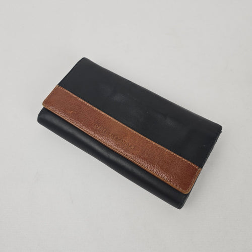 Derek Alexander Black & Brown Leather Continental Wallet