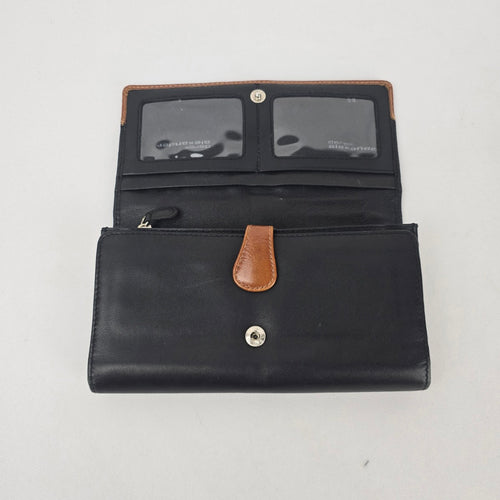 Derek Alexander Black & Brown Leather Continental Wallet