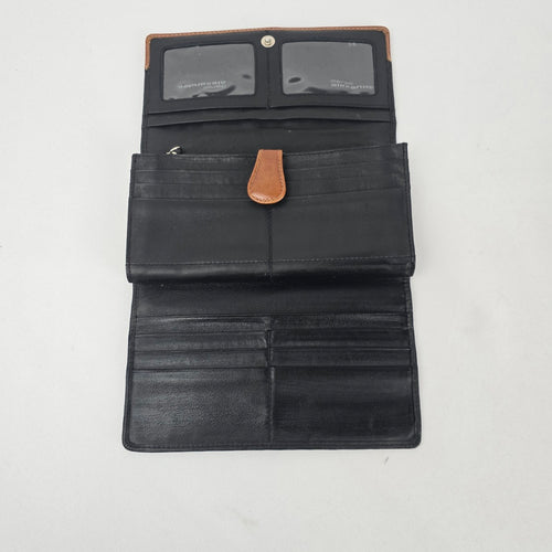 Derek Alexander Black & Brown Leather Continental Wallet