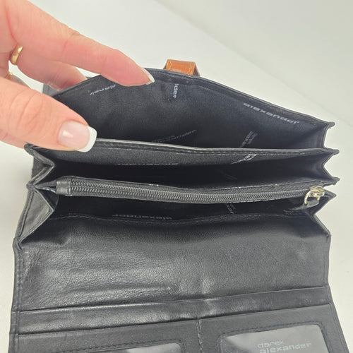 Derek Alexander Black & Brown Leather Continental Wallet