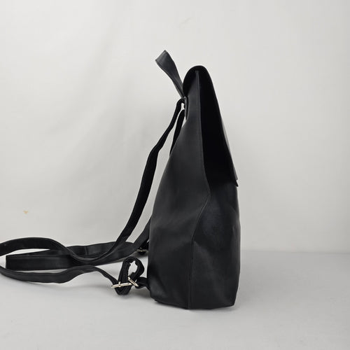 Roots Black Flap Backpack with Top Handle