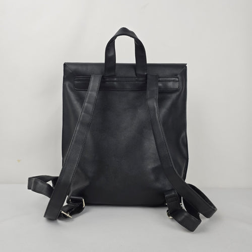 Roots Black Flap Backpack with Top Handle