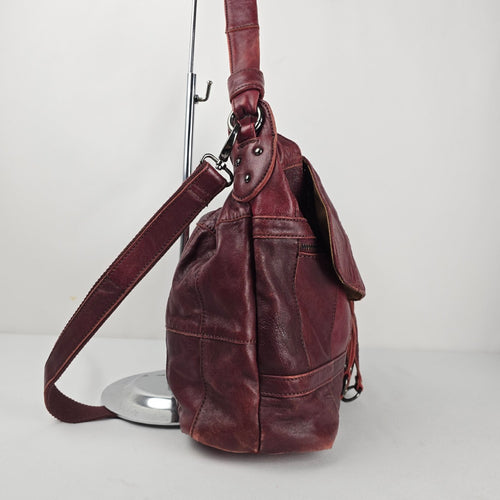 Vintage Golo Malon Burgundy Patchwork Leather Hobo Bag