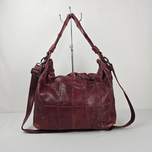 Vintage Golo Malon Burgundy Patchwork Leather Hobo Bag