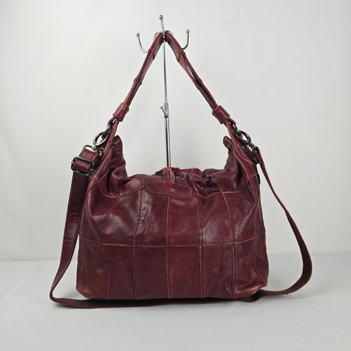Vintage Golo Malon Burgundy Patchwork Leather Hobo Bag