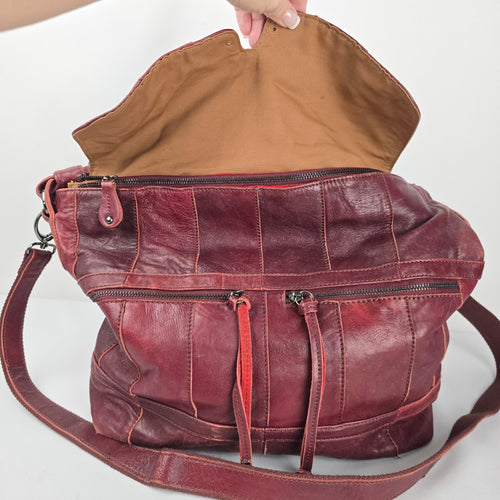 Vintage Golo Malon Burgundy Patchwork Leather Hobo Bag