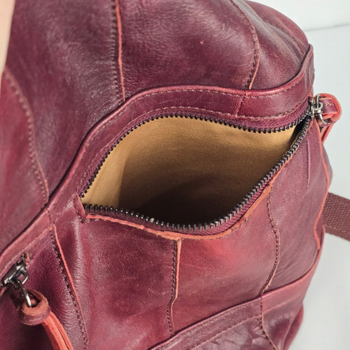 Vintage Golo Malon Burgundy Patchwork Leather Hobo Bag