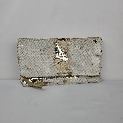 Stella & Dot Gold Sequin Fold-Over Clutch