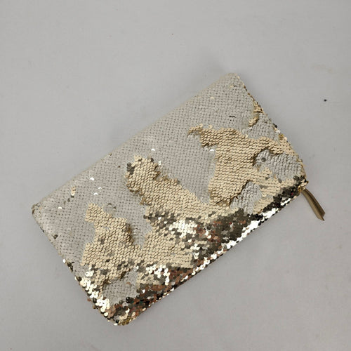 Stella & Dot Gold Sequin Fold-Over Clutch