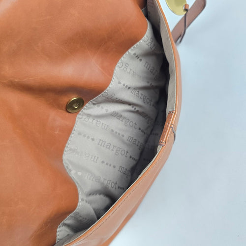 Margot New York Cognac Leather Crossbody Bag