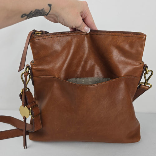 Margot New York Cognac Leather Crossbody Bag