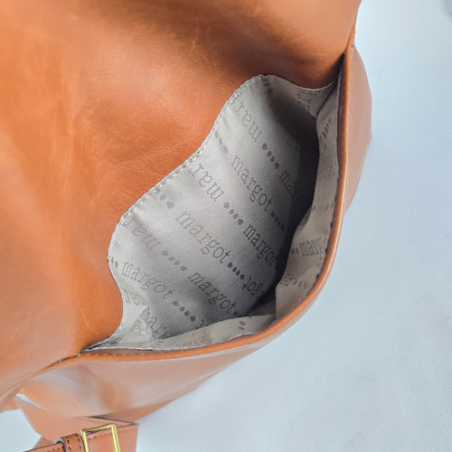 Margot New York Cognac Leather Crossbody Bag