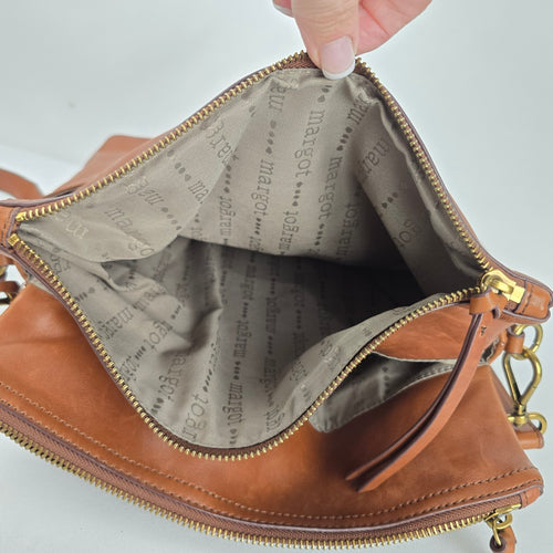 Margot New York Cognac Leather Crossbody Bag