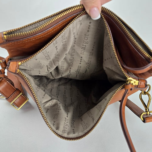 Margot New York Cognac Leather Crossbody Bag