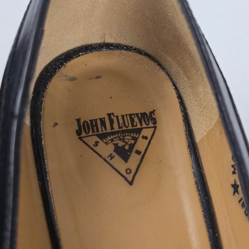 John Fluevog Beatrix Truth Black Leather Chain Pump Loafers Size 8