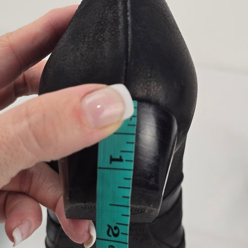 John Fluevog Beatrix Truth Black Leather Chain Pump Loafers Size 8