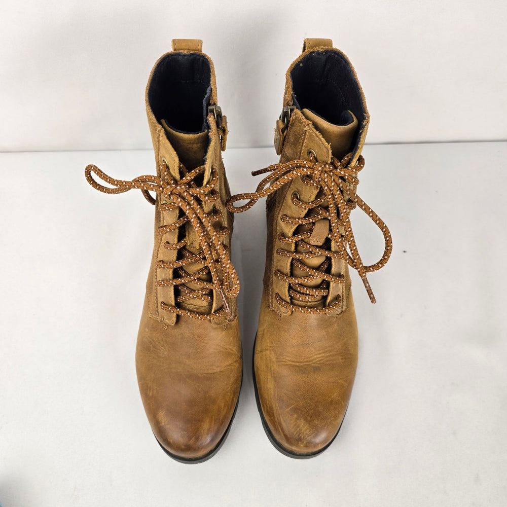 Sorel Brown Tan Leather Waterproof Lace-Up Ankle Boots - Size 9