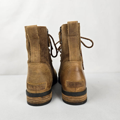 Sorel Brown Tan Leather Waterproof Lace-Up Ankle Boots - Size 9