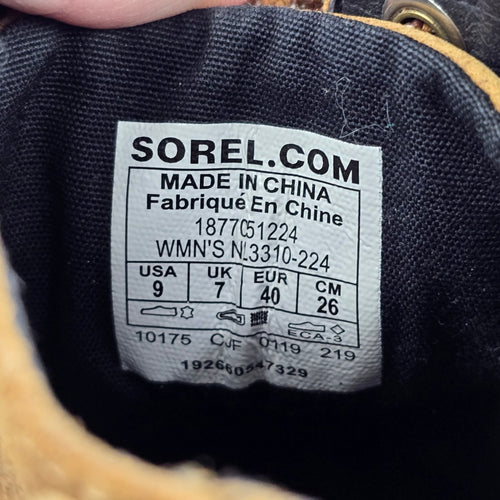 Sorel Brown Tan Leather Waterproof Lace-Up Ankle Boots - Size 9