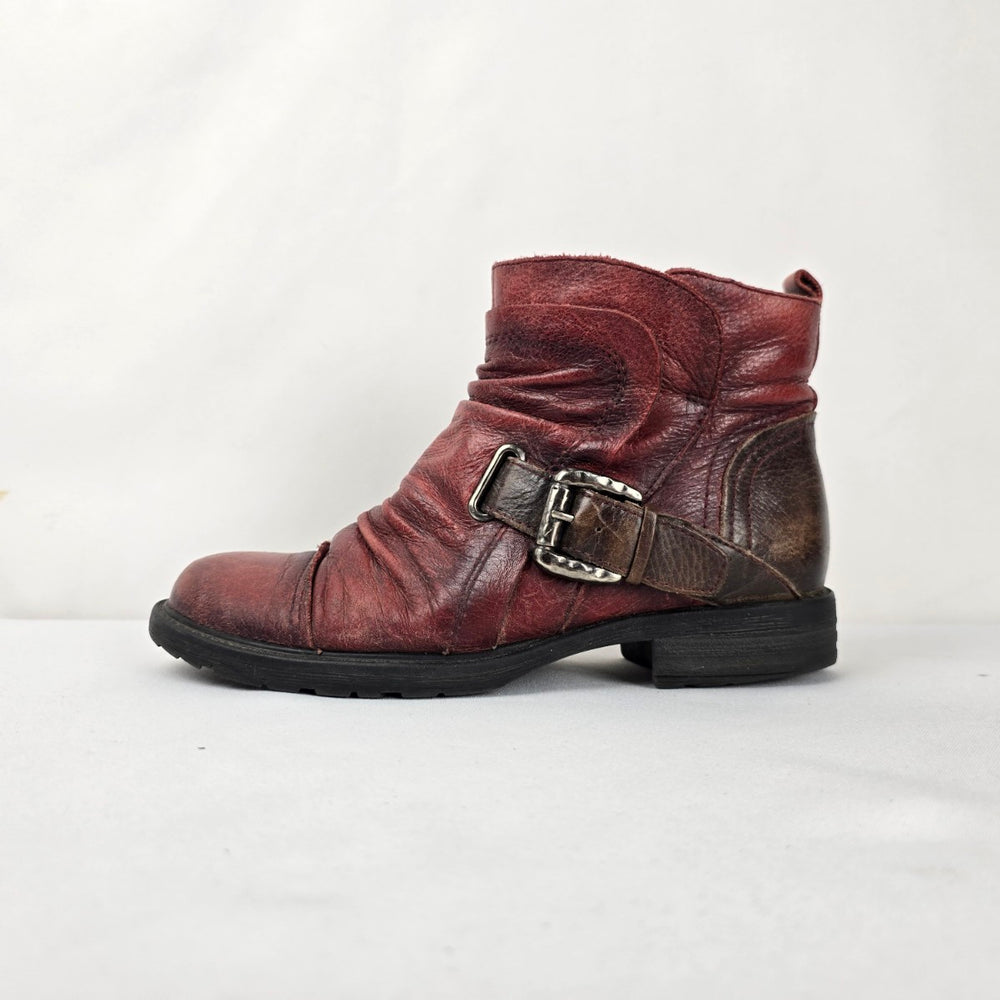 Earth Jericho Bordeaux Leather Ankle Boots - Size 8.5