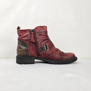 Earth Jericho Bordeaux Leather Ankle Boots - Size 8.5
