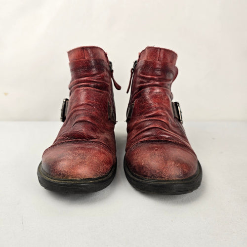 Earth Jericho Bordeaux Leather Ankle Boots - Size 8.5