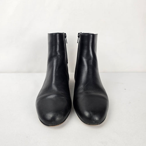 Michael Kors Black Leather MK Logo Ankle Boots - Size 6