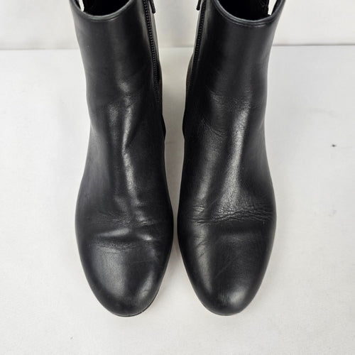 Michael Kors Black Leather MK Logo Ankle Boots - Size 6