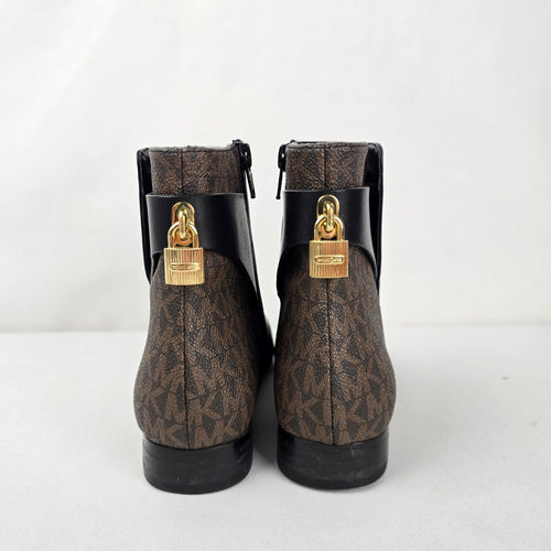 Michael Kors Black Leather MK Logo Ankle Boots - Size 6