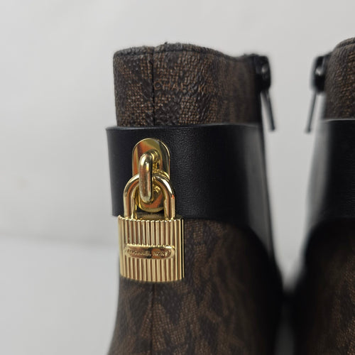 Michael Kors Black Leather MK Logo Ankle Boots - Size 6