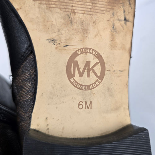 Michael Kors Black Leather MK Logo Ankle Boots - Size 6