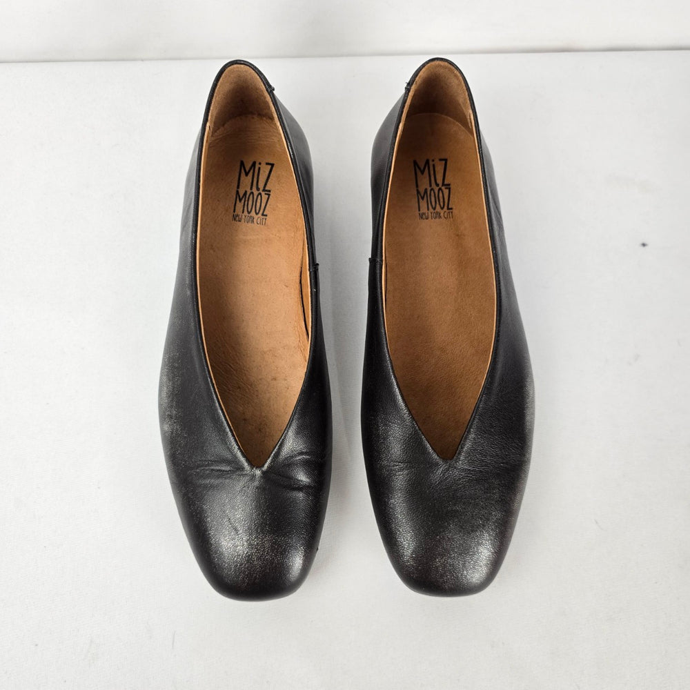 Miz Mooz Zaire Black Leather Flats - Size 8