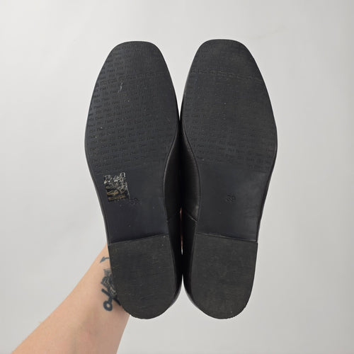 Miz Mooz Zaire Black Leather Flats - Size 8