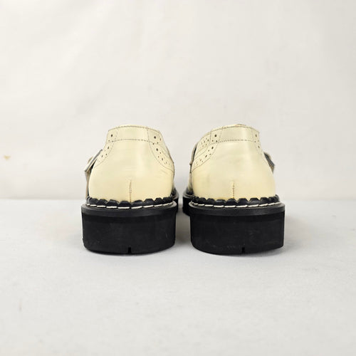 Vintage Demonia Ivory Brogue Mary Jane Shoes Tartan Lined Chunky Lug Sole- Size 7