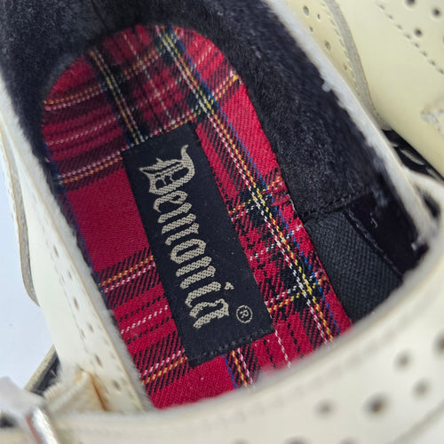 Vintage Demonia Ivory Brogue Mary Jane Shoes Tartan Lined Chunky Lug Sole- Size 7