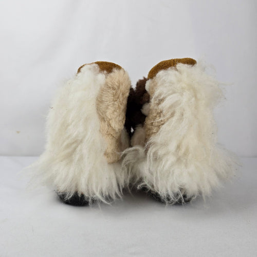 Vintage Handmade Beaded Suede Fur Trim Mukluk Moccasin Boots Size 8/9