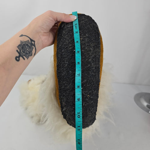 Vintage Handmade Beaded Suede Fur Trim Mukluk Moccasin Boots Size 8/9