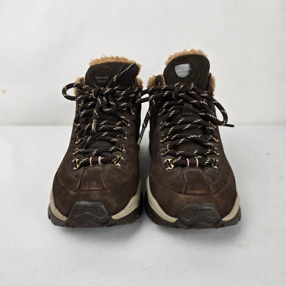 Skechers Premium Brown Leather Hiking Boots - Size 6