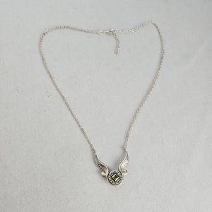Kameleon Sterling Silver Winged Pendant Necklace with Green Stone