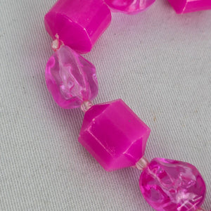 Vintage Hot Pink Faceted Plastic Bead Necklace