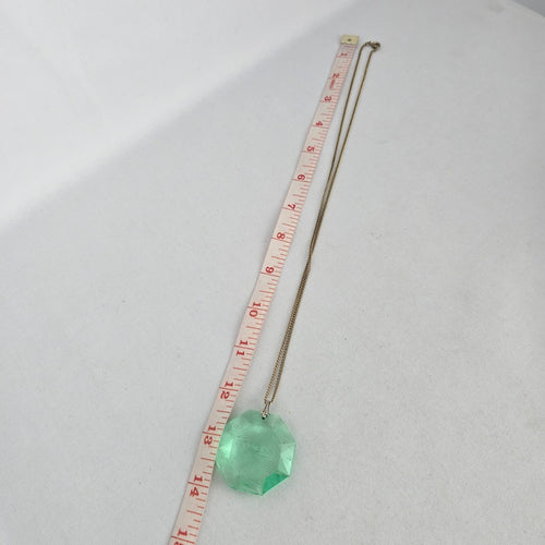 Vintage Mint Green Faceted Glass Pendant Necklace