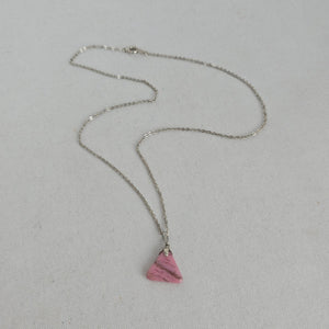 Vintage Pink Triangle Stone Pendant Necklace