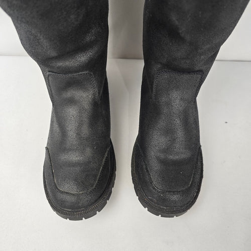 BEARPAW Black Tall Faux Fur Lined Winter Boots Size 8